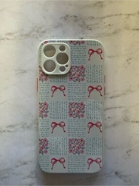 Floral Bow White Protective Phone Case with Pink Accents